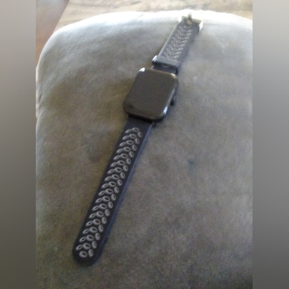 Black Smartwatch with Patterned Band